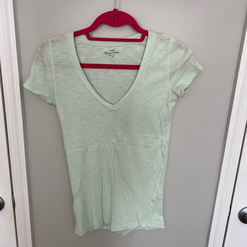 J Crew Mint V-Neck Short Sleeve Tee